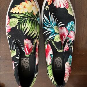 Vans Women's Tropical Floral Slip-On Sneakers - Black and Multicolor